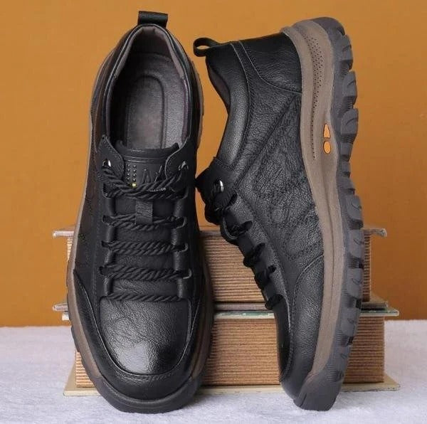 Cowhide Leather Shoes with Three-Arch Structure and Water-Resistant Build