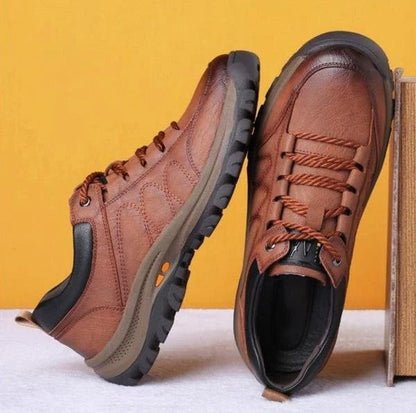 Cowhide Leather Shoes with Three-Arch Structure and Water-Resistant Build