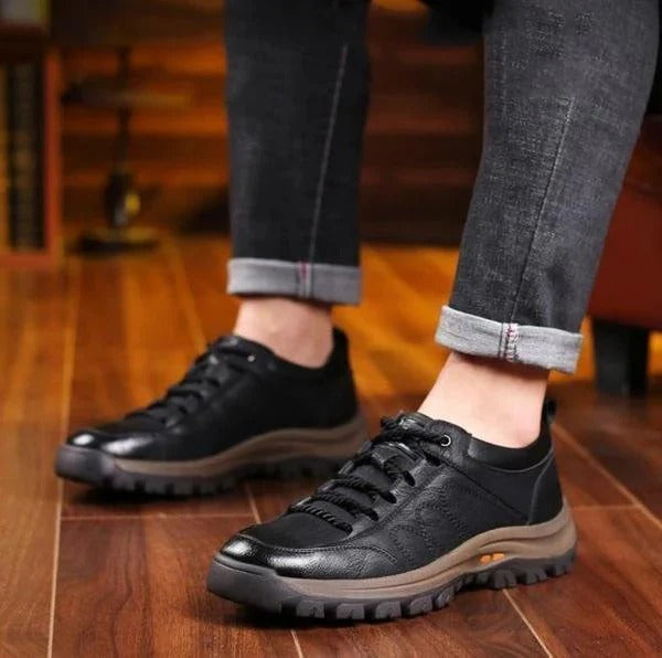 Cowhide Leather Shoes with Three-Arch Structure and Water-Resistant Build