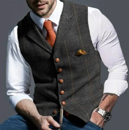 Classic Tailored Six-Button Suit Vest for Formal and Casual Layering