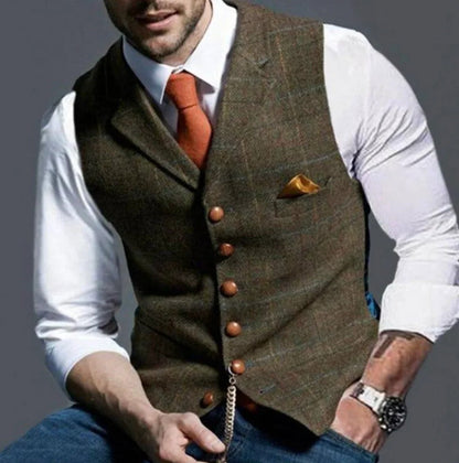 Classic Tailored Six-Button Suit Vest for Formal and Casual Layering