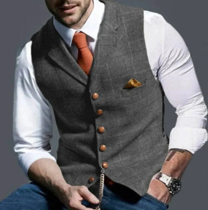 Classic Tailored Six-Button Suit Vest for Formal and Casual Layering