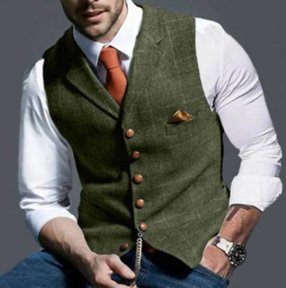 Classic Tailored Six-Button Suit Vest for Formal and Casual Layering