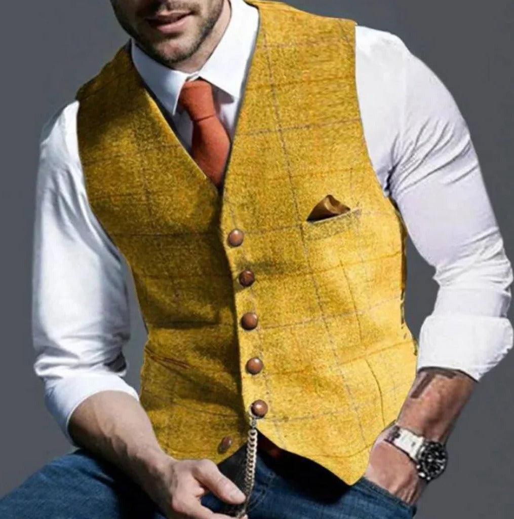 Classic Tailored Six-Button Suit Vest for Formal and Casual Layering