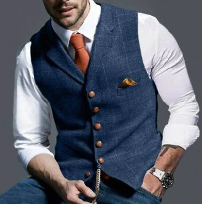Classic Tailored Six-Button Suit Vest for Formal and Casual Layering