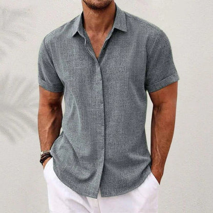 Men's Regular Fit Short Sleeve Linen Summer Shirt