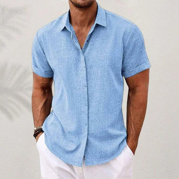 Men's Regular Fit Short Sleeve Linen Summer Shirt