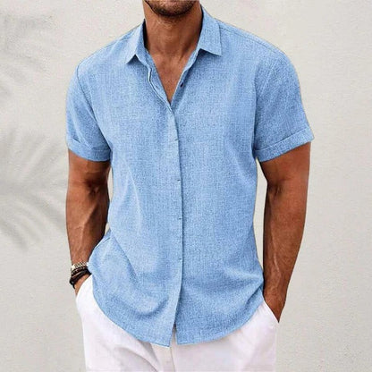 Men's Regular Fit Short Sleeve Linen Summer Shirt