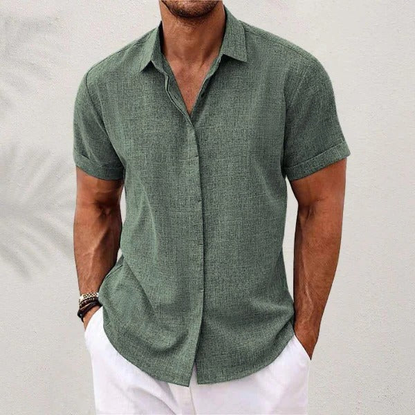 Men's Regular Fit Short Sleeve Linen Summer Shirt