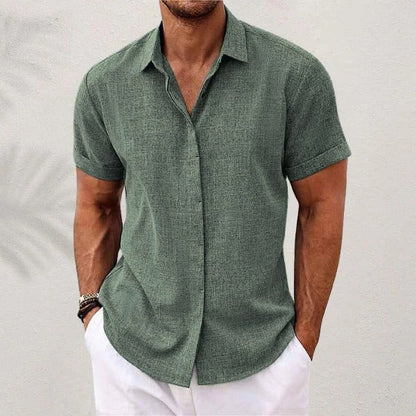 Men's Regular Fit Short Sleeve Linen Summer Shirt
