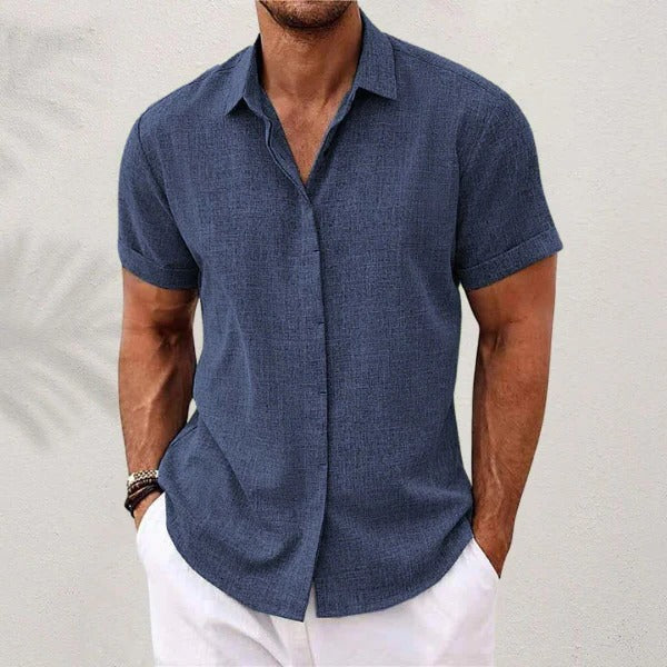 Men's Regular Fit Short Sleeve Linen Summer Shirt