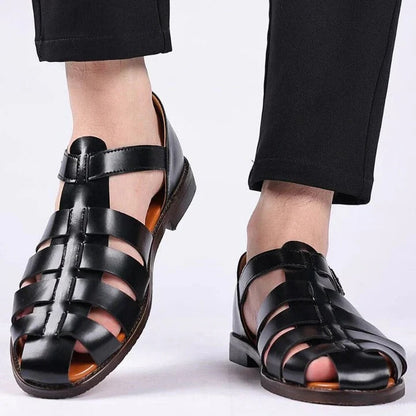 Men's Open Toe Sandals with Adjustable Buckle Straps and Structured Footbed
