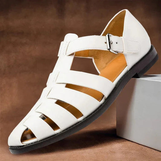 Men's Open Toe Sandals with Adjustable Buckle Straps and Structured Footbed