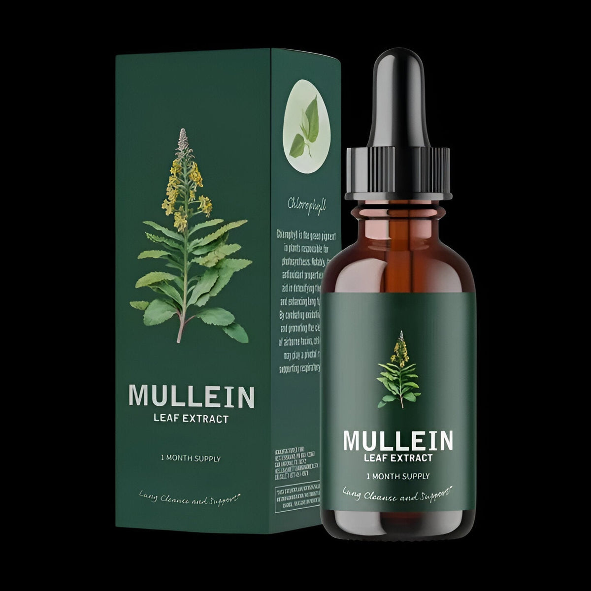 Mullein Leaf Tincture with Chlorophyll and Dropper, Gluten-Free Respiratory Wellness