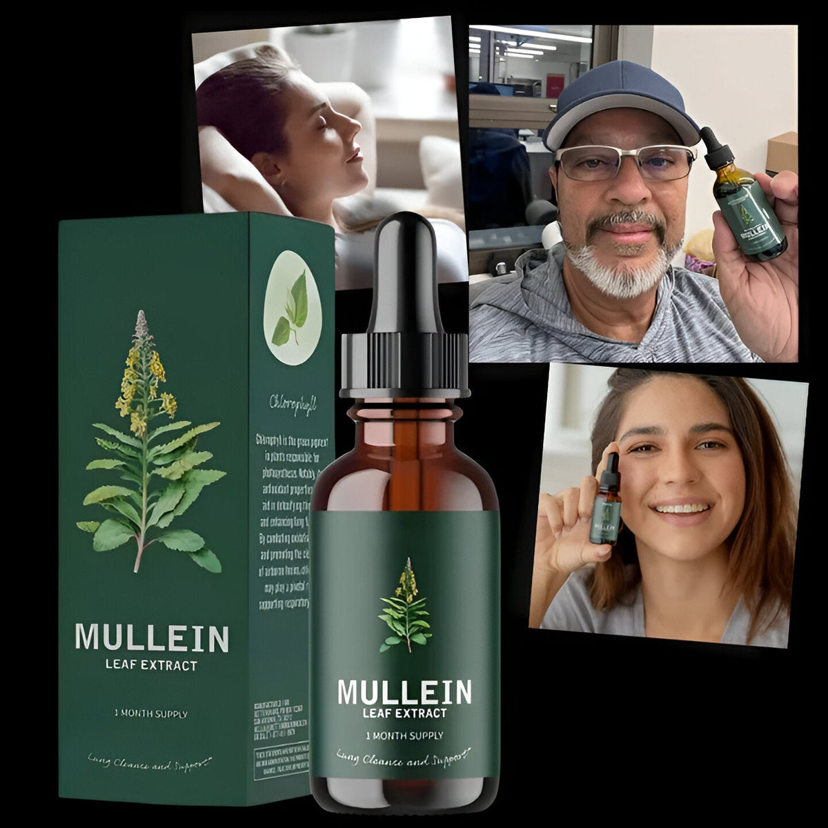Mullein Leaf Tincture with Chlorophyll and Dropper, Gluten-Free Respiratory Wellness