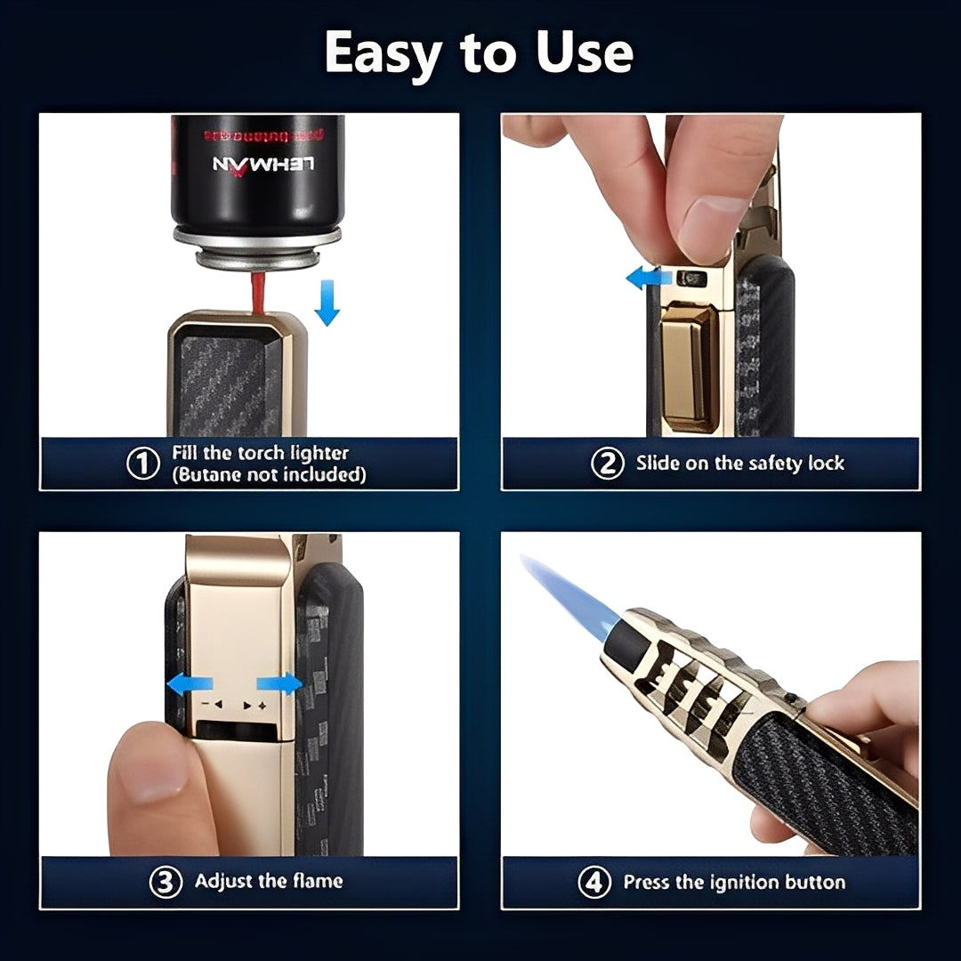 Butane Torch with Triple Jet Flame and Adjustable Heat Control