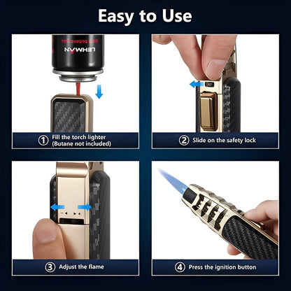 Butane Torch with Triple Jet Flame and Adjustable Heat Control