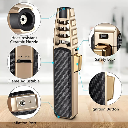 Butane Torch with Triple Jet Flame and Adjustable Heat Control