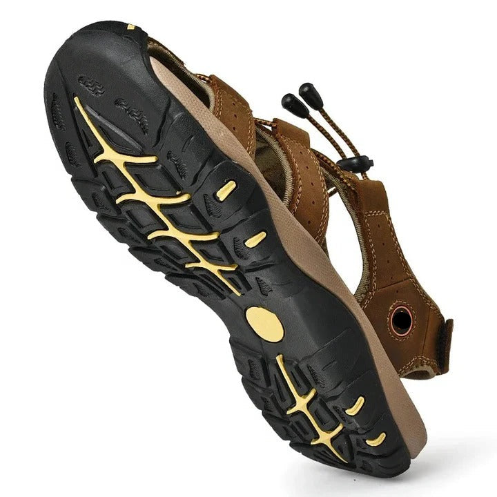 Cushioned Men's Sandals with Elastic Band and Textured Rubber Grip, Open Airflow