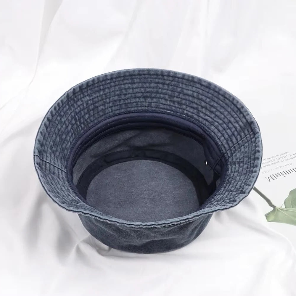 Foldable Cotton Blend Bucket Hat with Full Circle Brim for Sun Protection