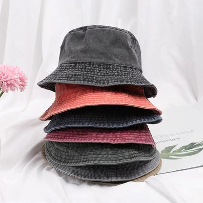 Foldable Cotton Blend Bucket Hat with Full Circle Brim for Sun Protection