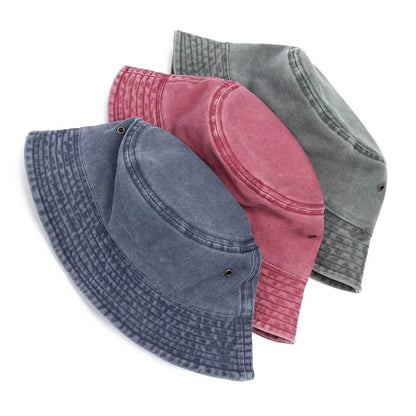 Foldable Cotton Blend Bucket Hat with Full Circle Brim for Sun Protection
