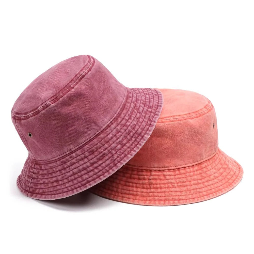 Foldable Cotton Blend Bucket Hat with Full Circle Brim for Sun Protection
