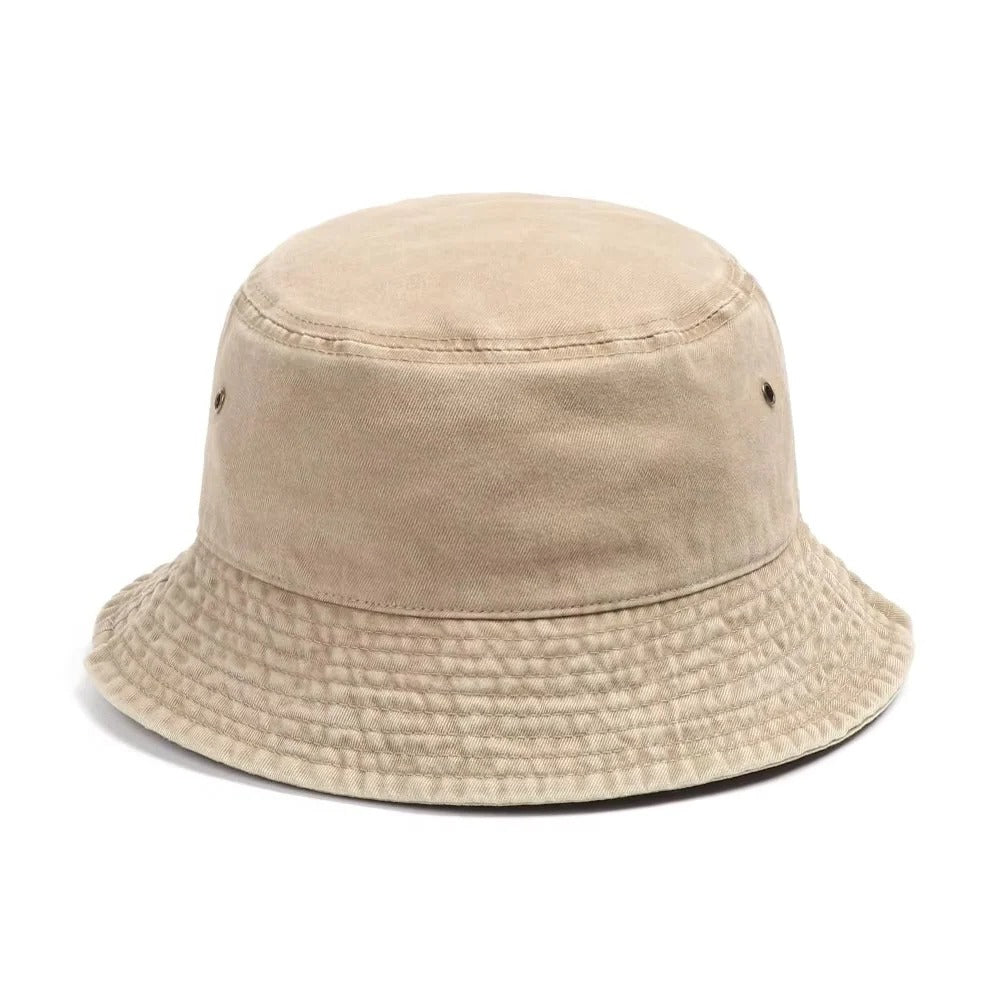 Foldable Cotton Blend Bucket Hat with Full Circle Brim for Sun Protection
