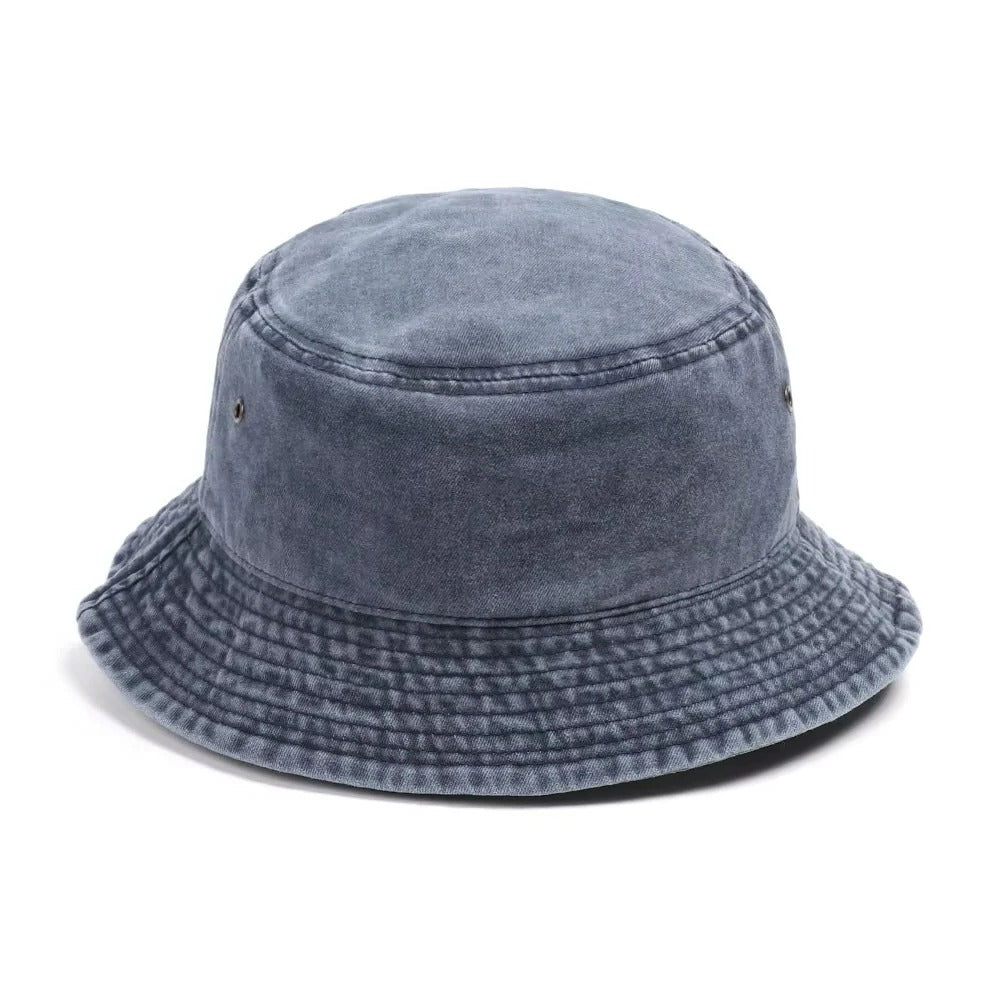 Foldable Cotton Blend Bucket Hat with Full Circle Brim for Sun Protection