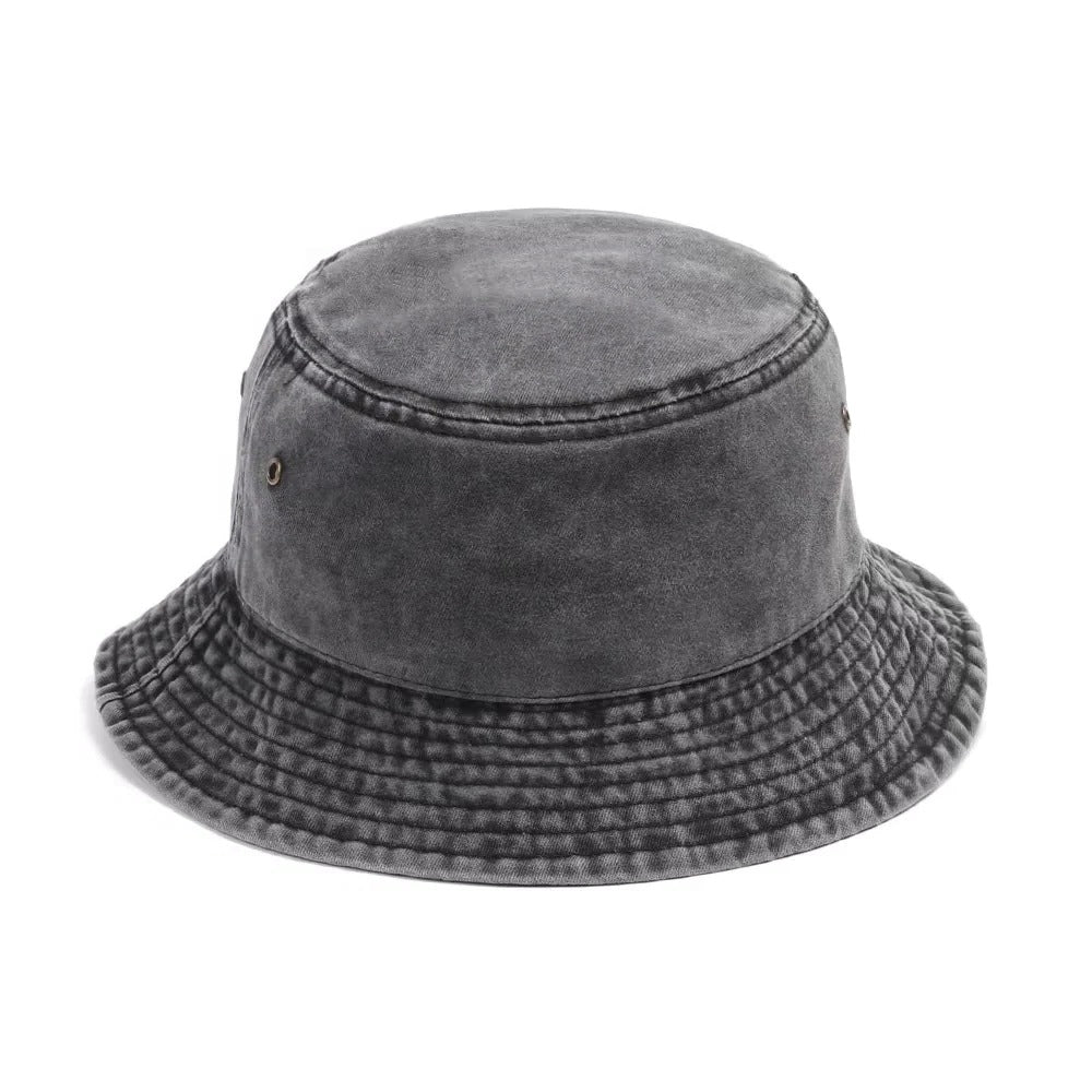 Foldable Cotton Blend Bucket Hat with Full Circle Brim for Sun Protection