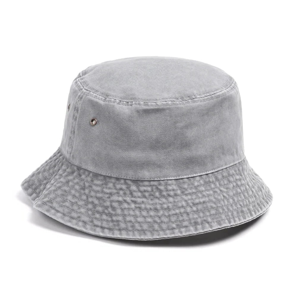 Foldable Cotton Blend Bucket Hat with Full Circle Brim for Sun Protection