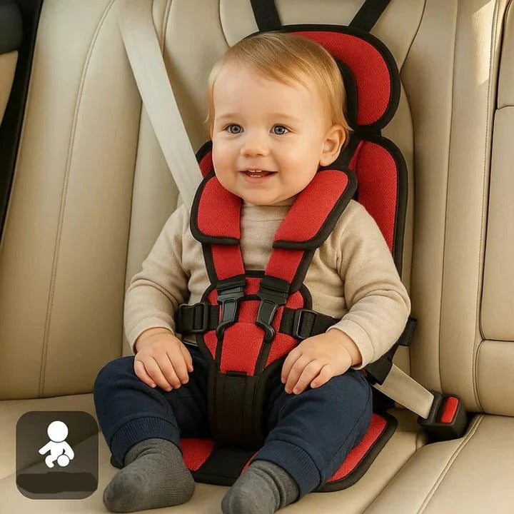 Foldable Child Booster Seat with 5-Point Harness and Padded Cushioning, Machine Washable Cover