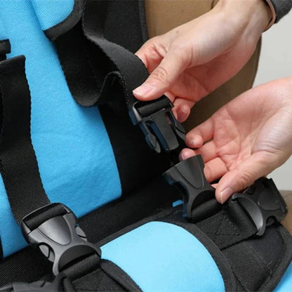 Foldable Child Booster Seat with 5-Point Harness and Padded Cushioning, Machine Washable Cover