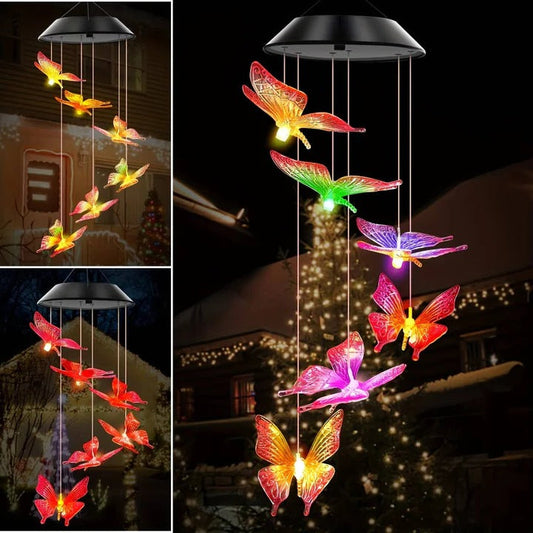 Solar Wind Chimes with 6-Color LED Lights and Automatic Dusk to Dawn Sensor