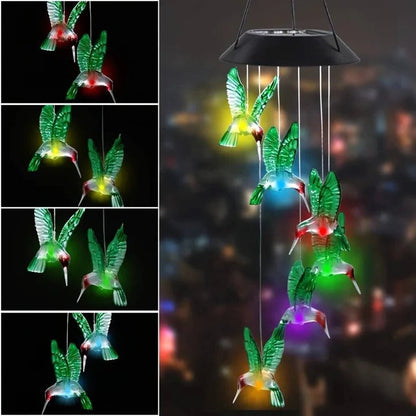 Solar Wind Chimes with 6-Color LED Lights and Automatic Dusk to Dawn Sensor