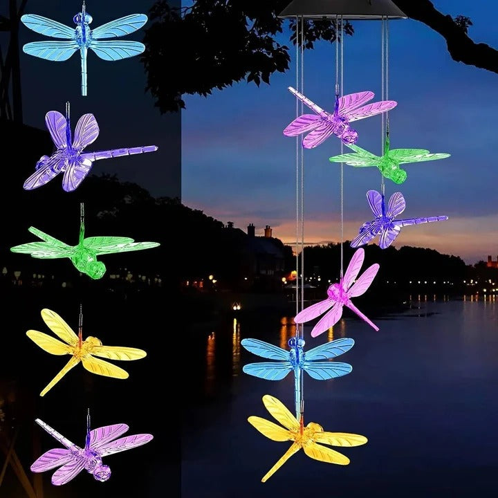 Solar Wind Chimes with 6-Color LED Lights and Automatic Dusk to Dawn Sensor