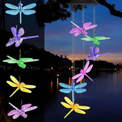 Solar Wind Chimes with 6-Color LED Lights and Automatic Dusk to Dawn Sensor