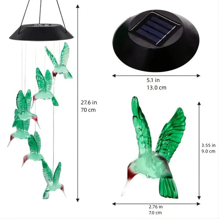 Solar Wind Chimes with 6-Color LED Lights and Automatic Dusk to Dawn Sensor