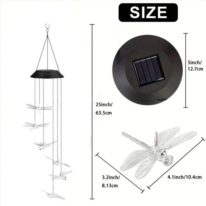 Solar Wind Chimes with 6-Color LED Lights and Automatic Dusk to Dawn Sensor