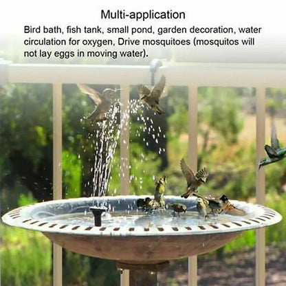 Solar Fountain Pump with Six Interchangeable Nozzles and Floating Design for Bird Baths