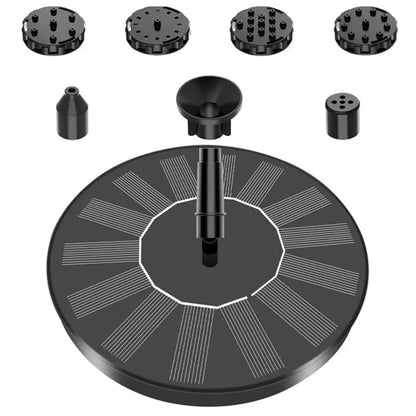 Solar Fountain Pump with Six Interchangeable Nozzles and Floating Design for Bird Baths