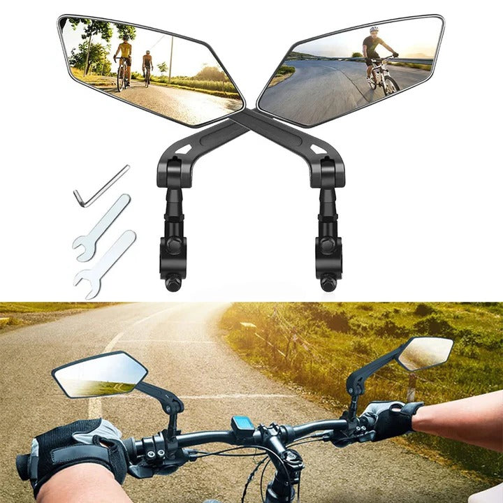 Bike Handlebar Mirrors with 360-Degree Rotation and Foldable Design, 2-Pack