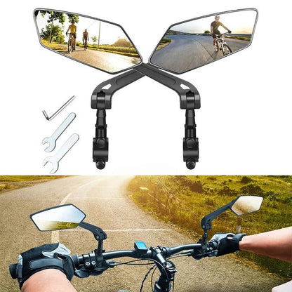 Bike Handlebar Mirrors with 360-Degree Rotation and Foldable Design, 2-Pack