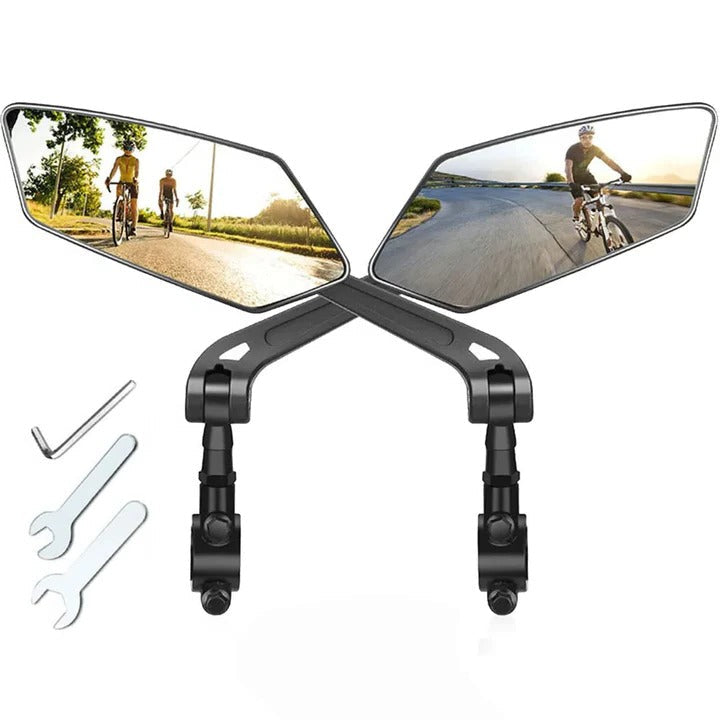 Bike Handlebar Mirrors with 360-Degree Rotation and Foldable Design, 2-Pack