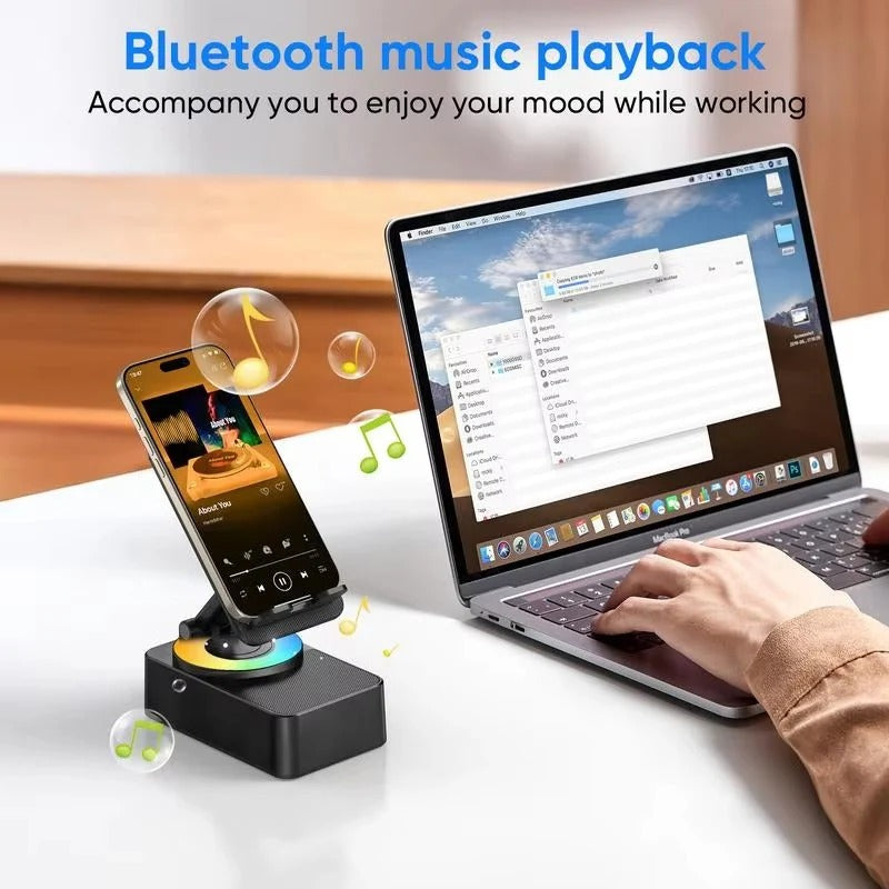 Foldable Phone Stand Speaker with 1500mAh Power Bank and Color LED Lights