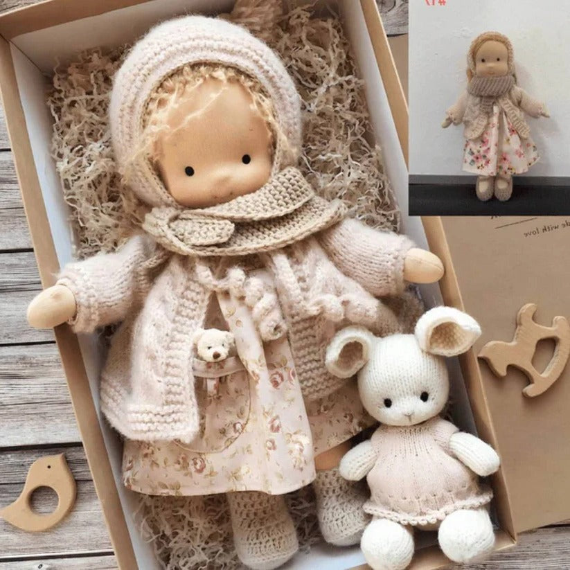 Gentle Cotton Doll with Natural Fibers and Handmade Assembly for Age 3+