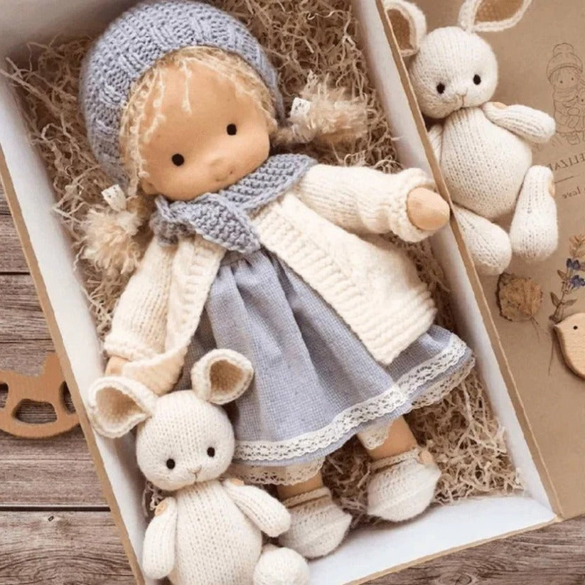 Gentle Cotton Doll with Natural Fibers and Handmade Assembly for Age 3+