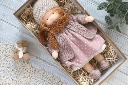 Gentle Cotton Doll with Natural Fibers and Handmade Assembly for Age 3+