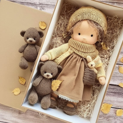 Gentle Cotton Doll with Natural Fibers and Handmade Assembly for Age 3+