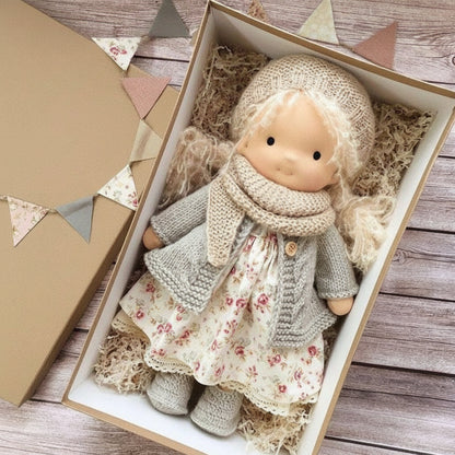 Gentle Cotton Doll with Natural Fibers and Handmade Assembly for Age 3+